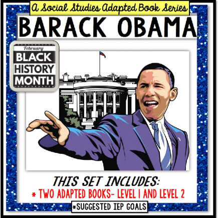 BARACK OBAMA Black History Month ADAPTED BOOK for Special Education and Autism